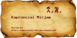 Kapronczai Mirjam névjegykártya